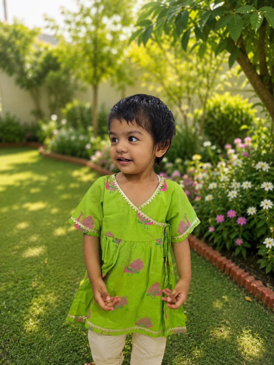Garden Green Angrakha Dress