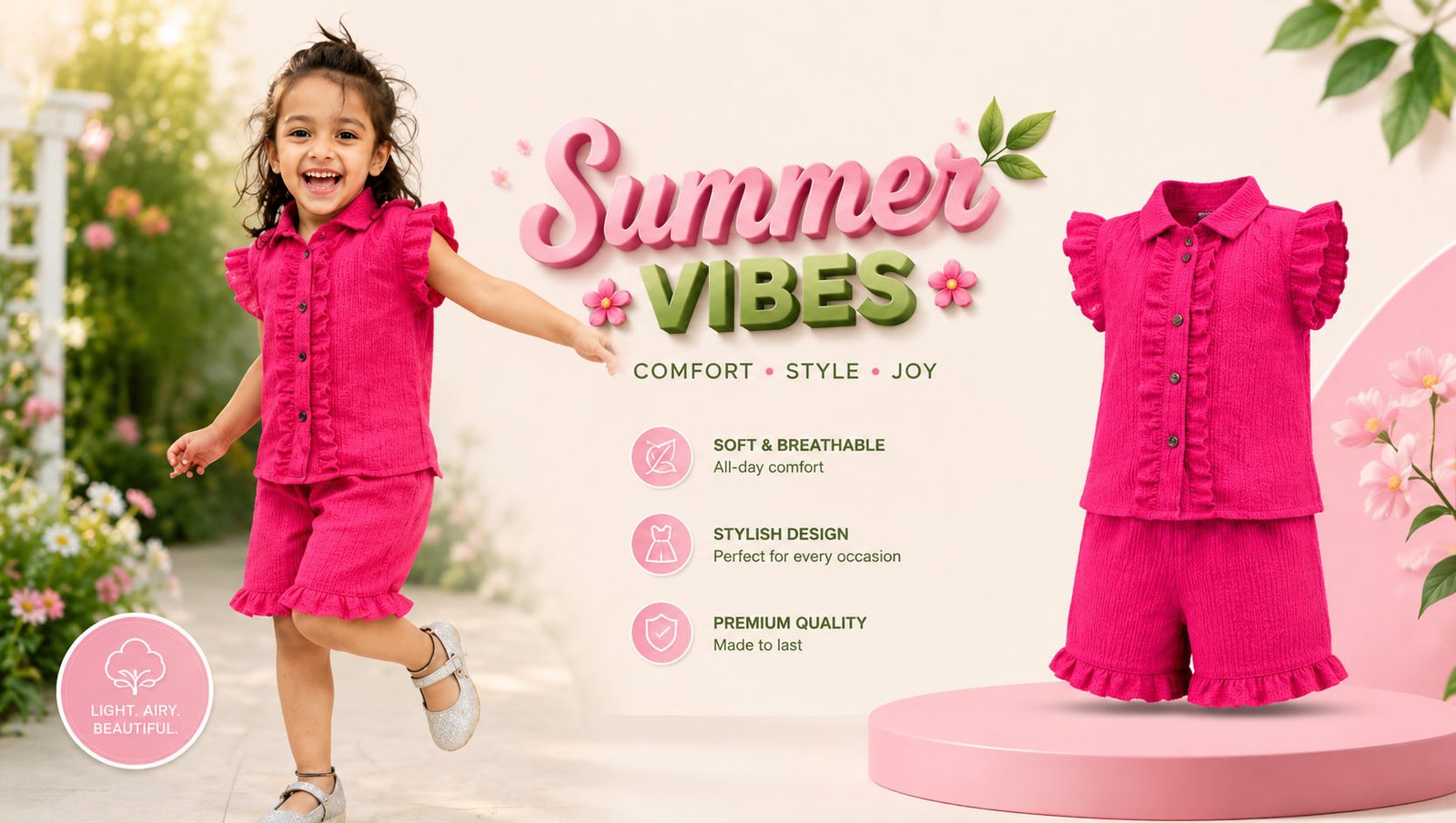 Pink Floral Girls Set